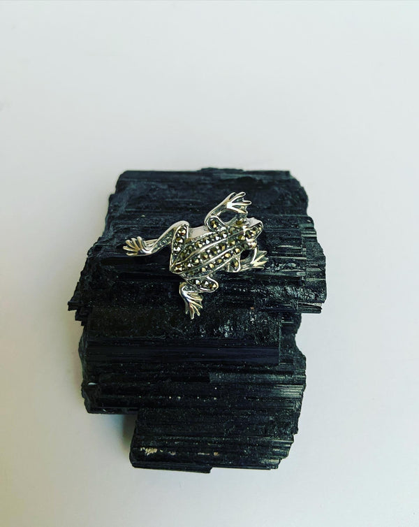 Marcasite Frog Brooch