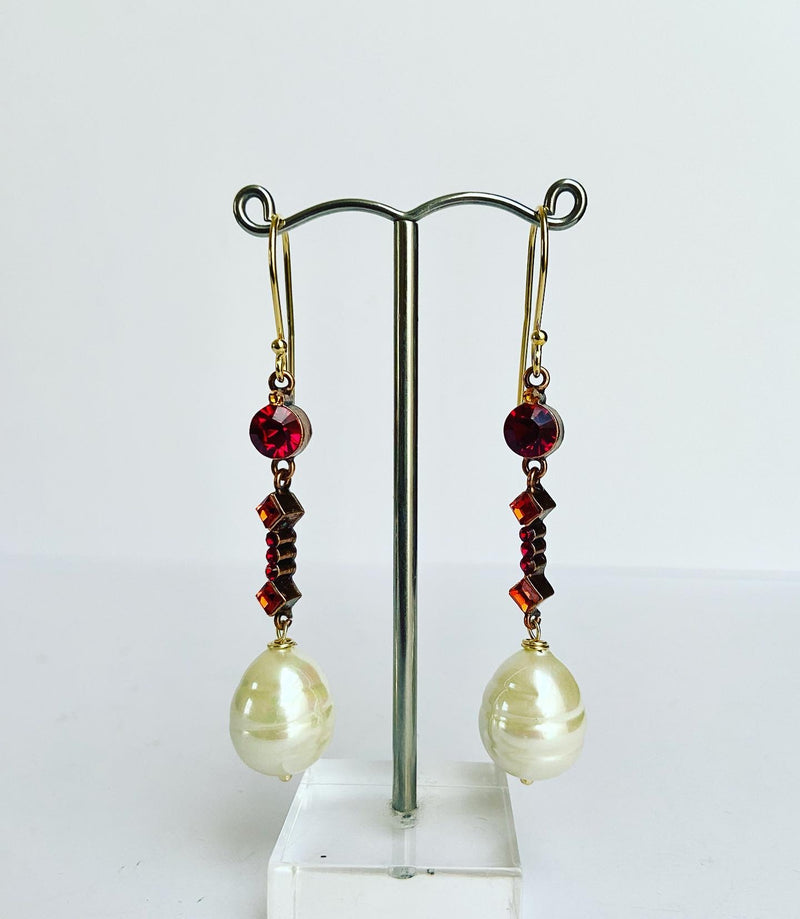 Tomato Red Spanish Pearl Earrings