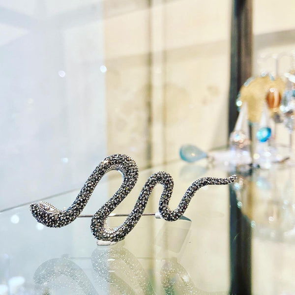 Snake Marcasite Brooch