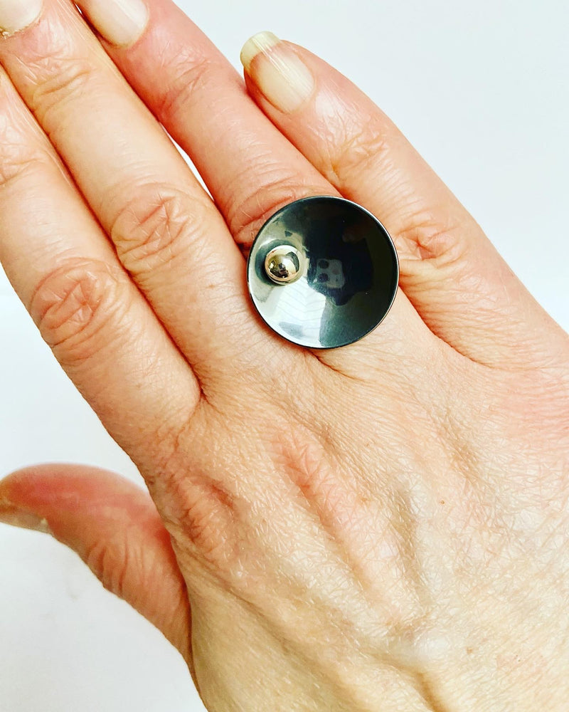 Oxidised Disc + Dot Ring