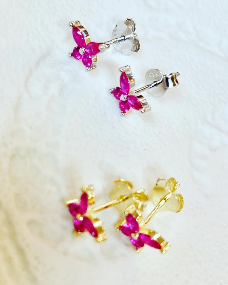 Pink Butterfly Studs