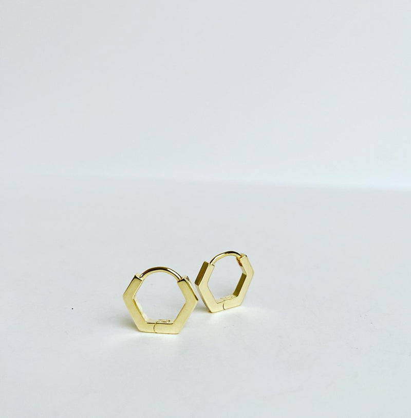 Hexagon Huggie Hoops