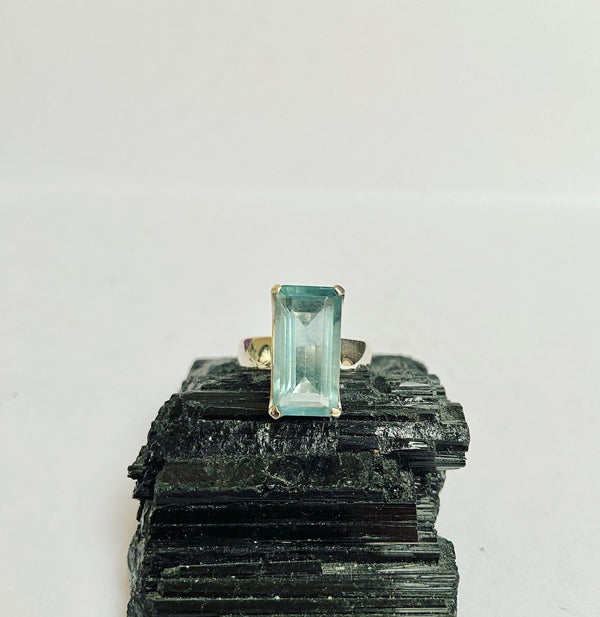 Fluorite Rectangular Gemstone Ring