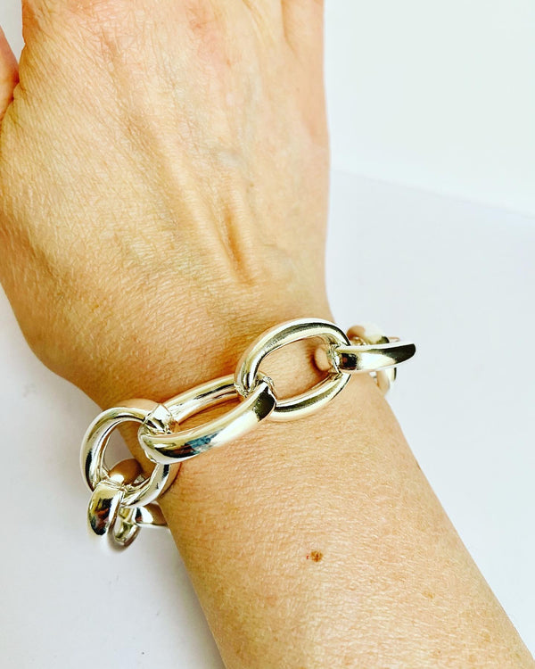 Sterling Silver Large Oval Link Bracelet