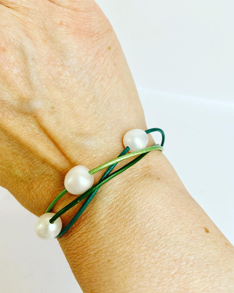 Leather Three Strand Bracelet