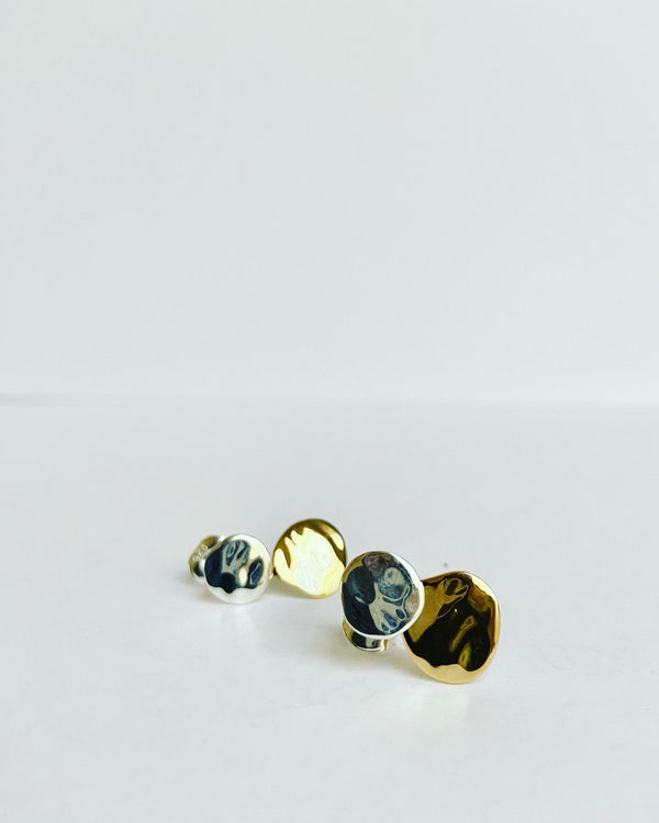 Double Dot Hammered Earrings