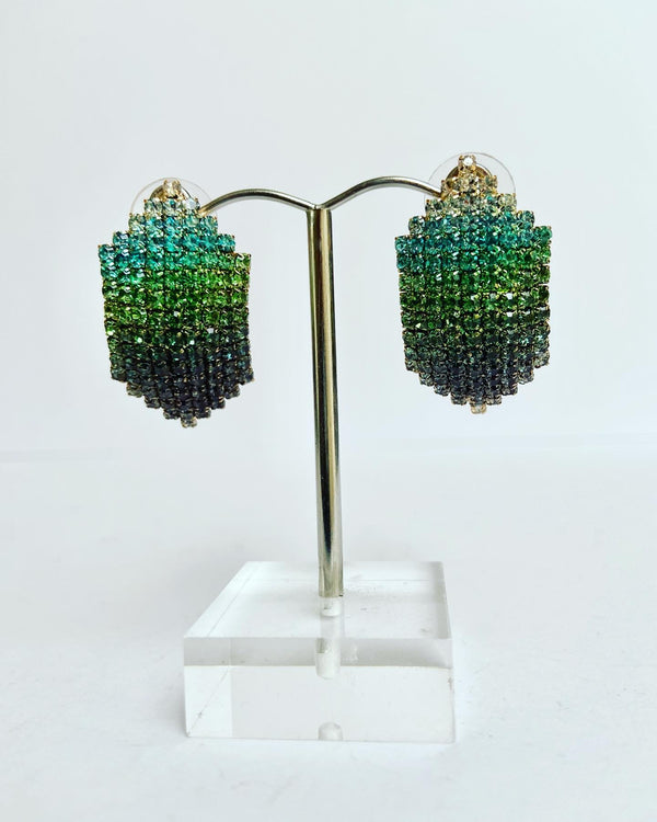 Art Deco Shimmer Stud- Green Mix