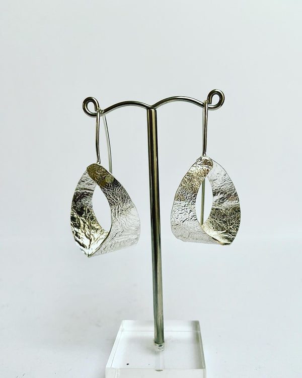 Textured Matt Silver Earrings