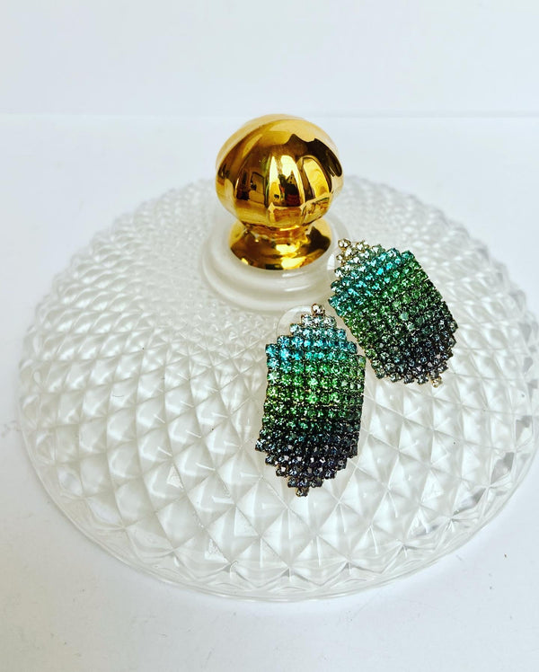 Art Deco Shimmer Stud- Green Mix