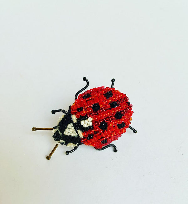 Embroidered Ladybug Brooch