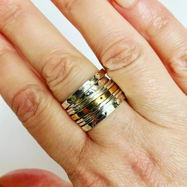 Spinner ring in sterling + brass 14mm width