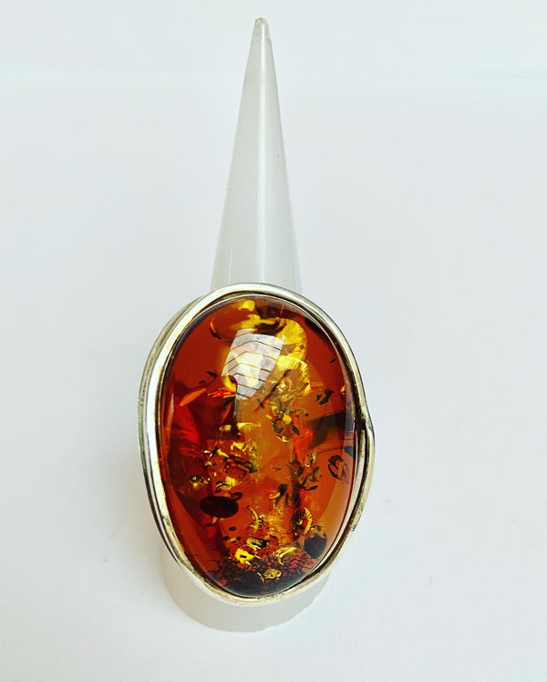 Large cognac amber ring