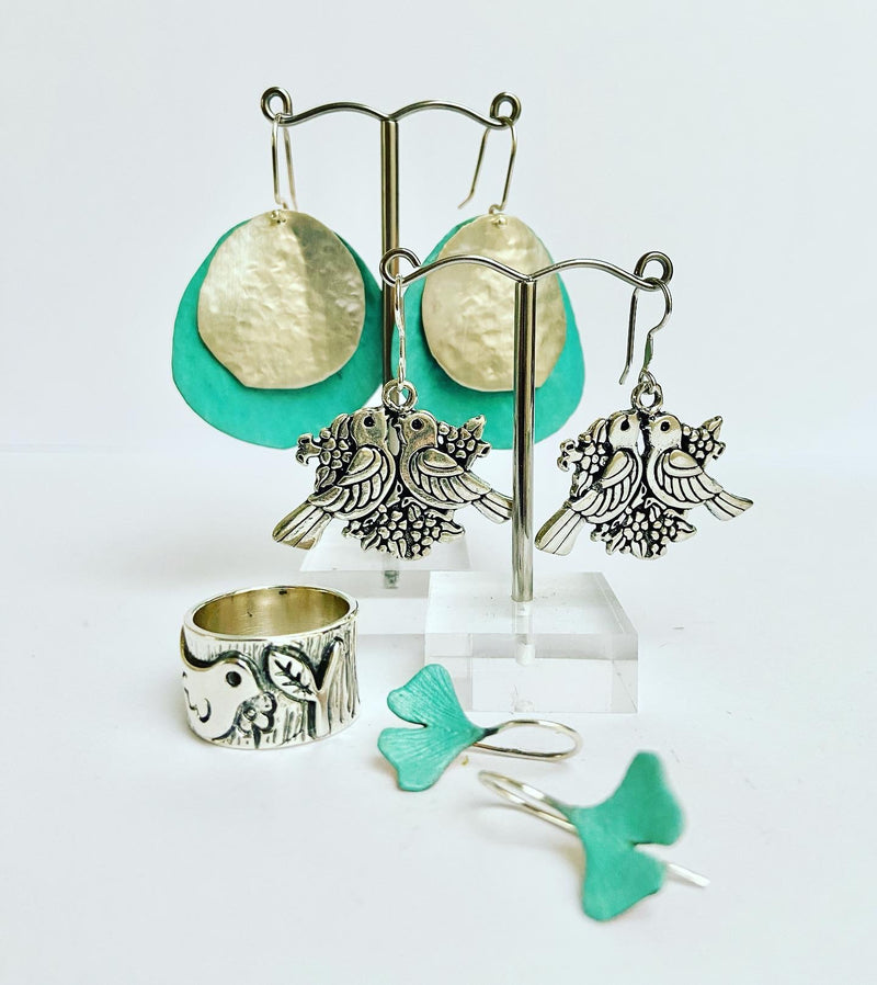 Layered Patina Green Earrings