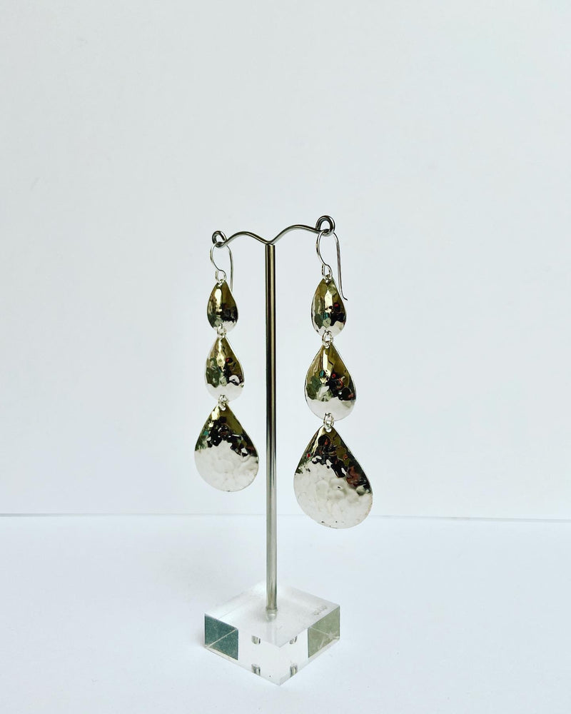 Tiered silver raindrop earrings