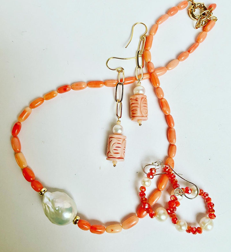 Coral Cinnabar Earrings