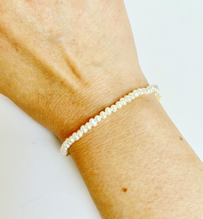 Tiny pearl + link bracelet-2 options