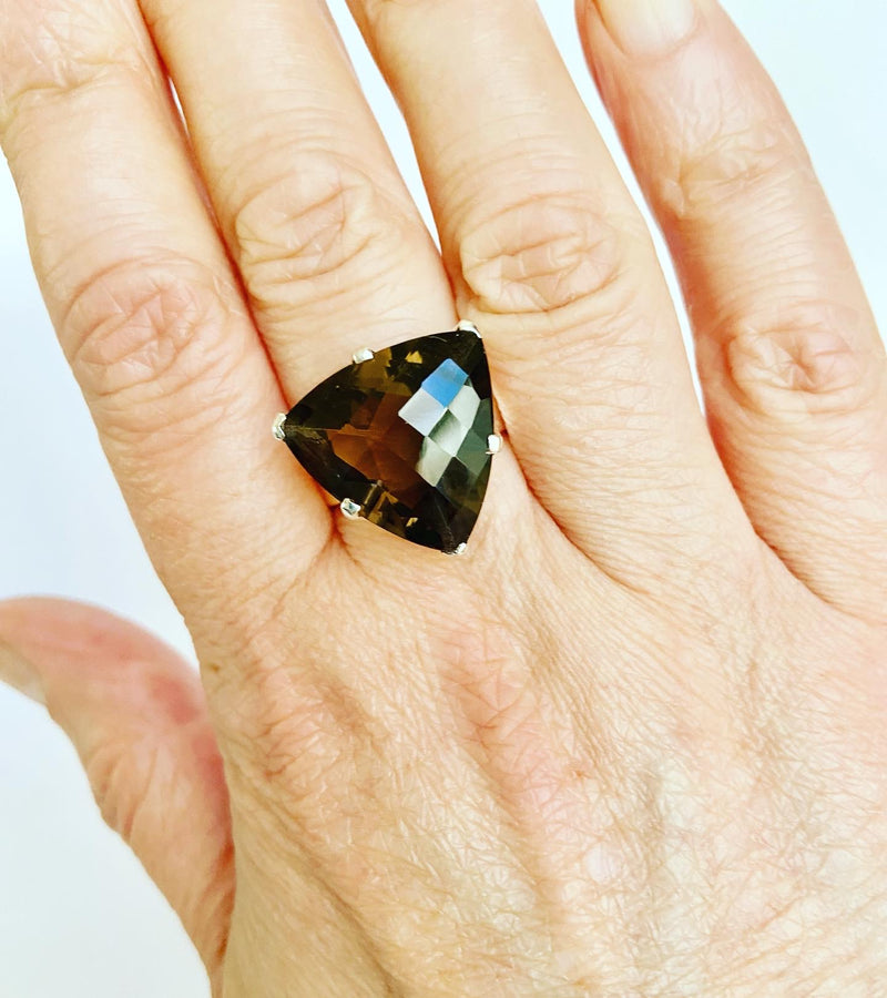 Smokey Quartz Triangle Ring