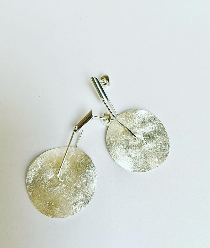 Matt Silver Disc Earrings