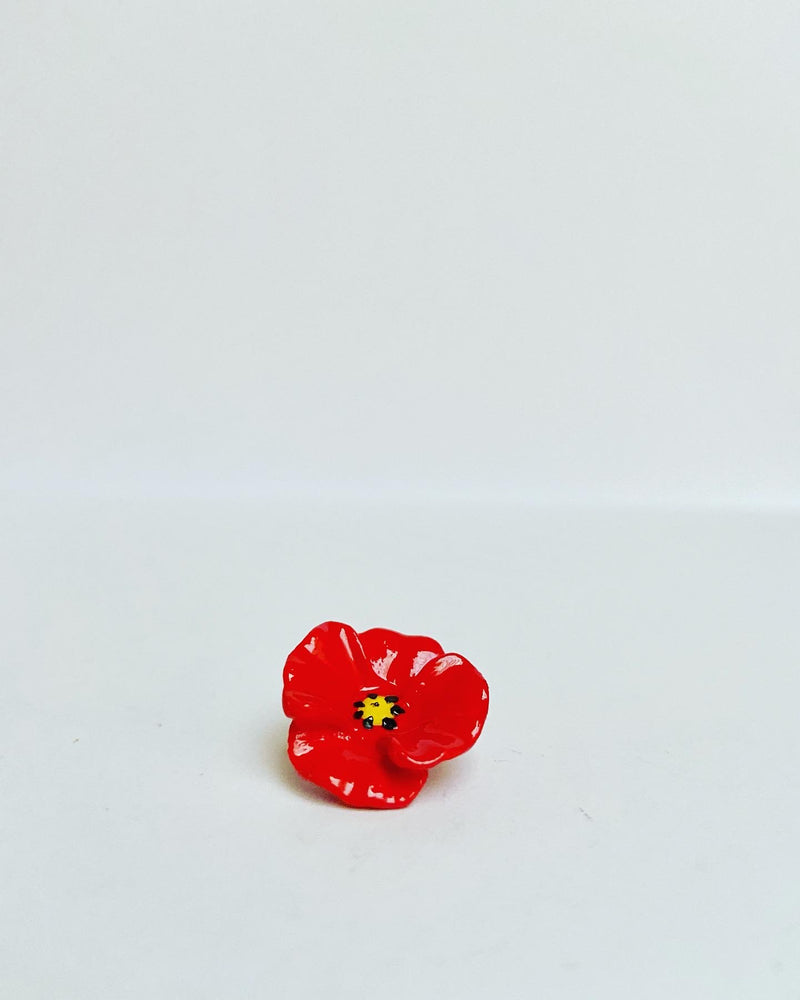 French Porcelain Poppy Pin