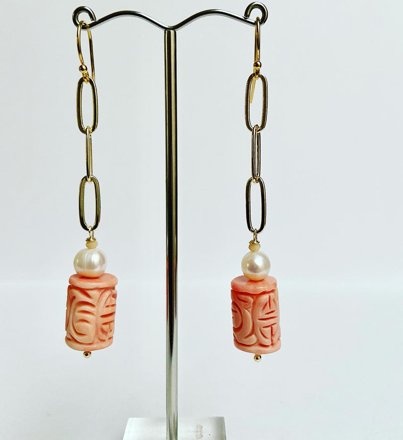 Coral Cinnabar Earrings