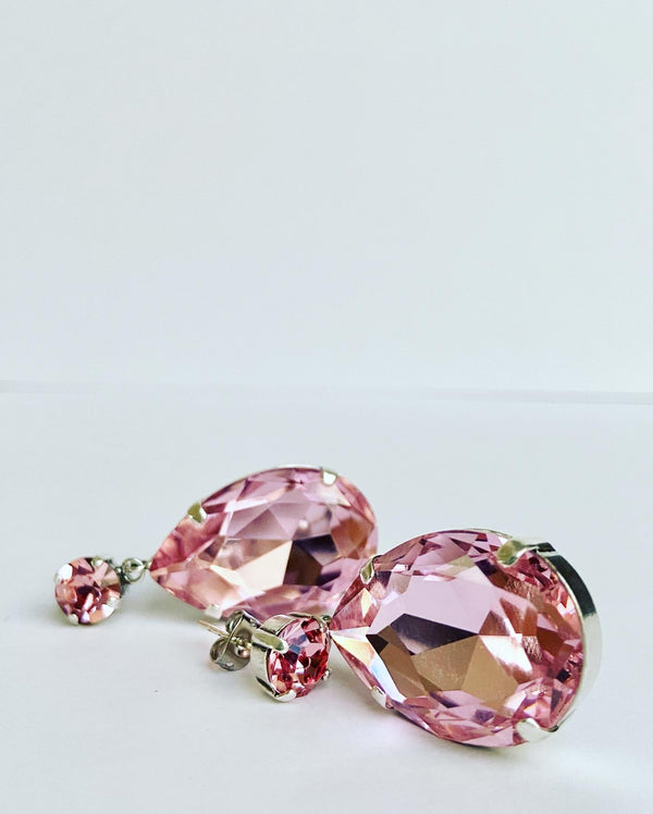 Luxe pink crystal raindrops -large