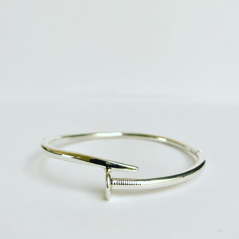 Thin nail sterling silver bangle