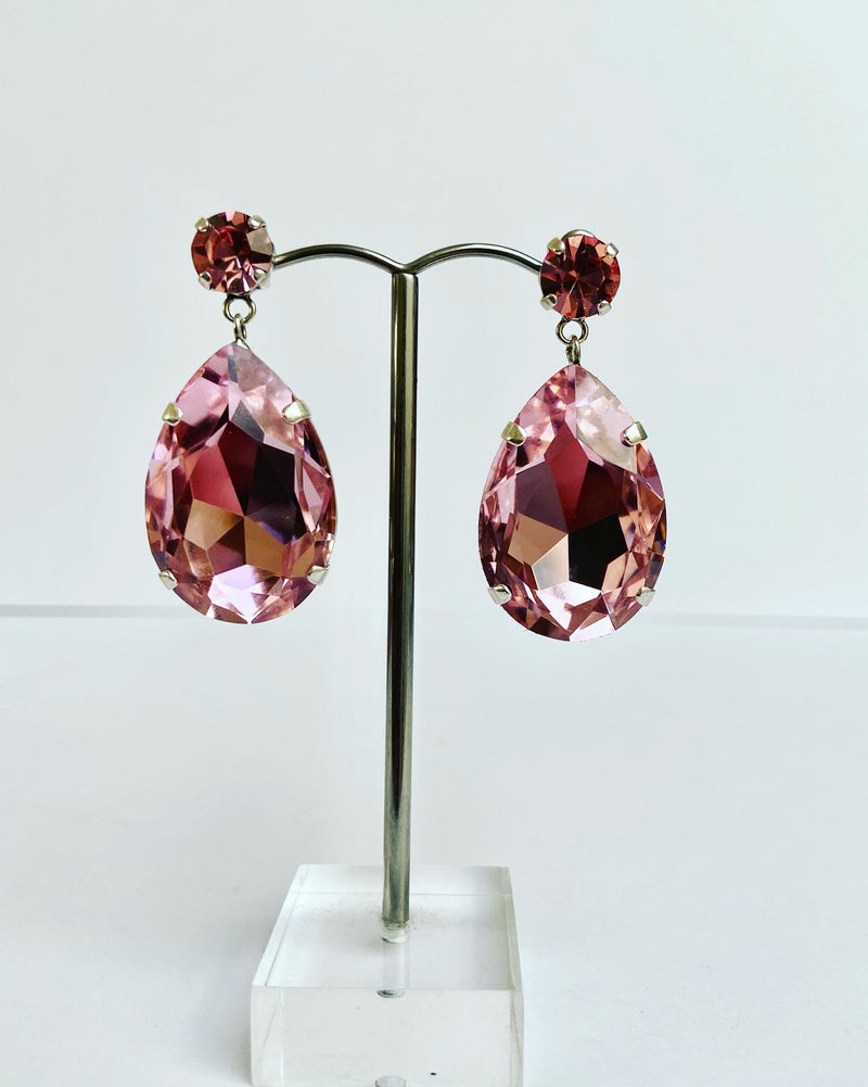 Luxe pink crystal raindrops -large