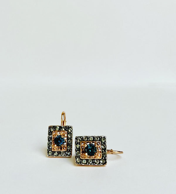 Etruscan rectangular midnight blue earrings