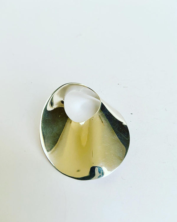Sculpted silver brooch