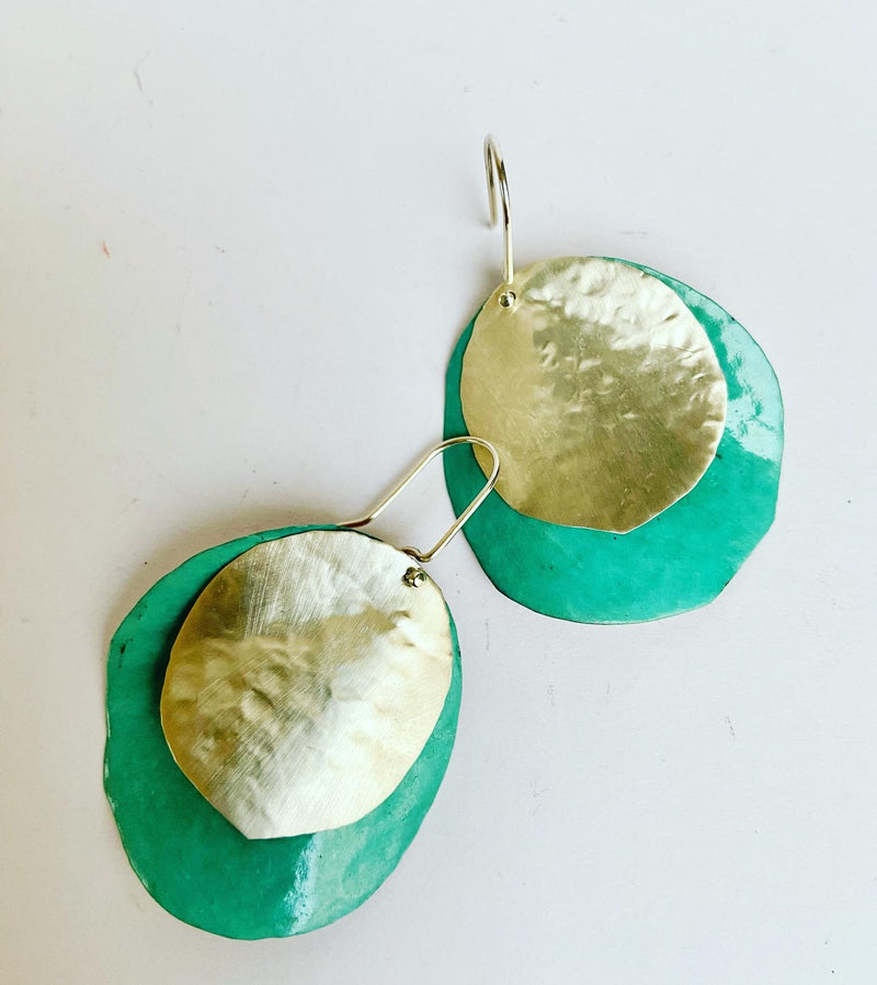 Layered Patina Green Earrings