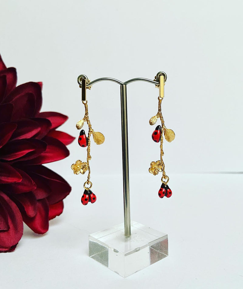 Ladybug long earrings