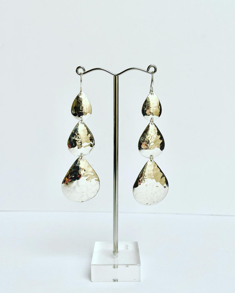 Tiered silver raindrop earrings