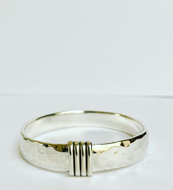 Hammered silver bangle