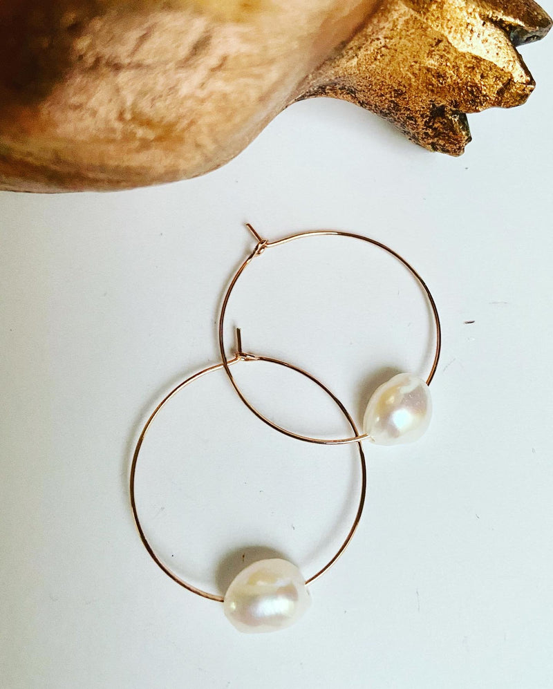 Single Pearl Hoop - 3 Options