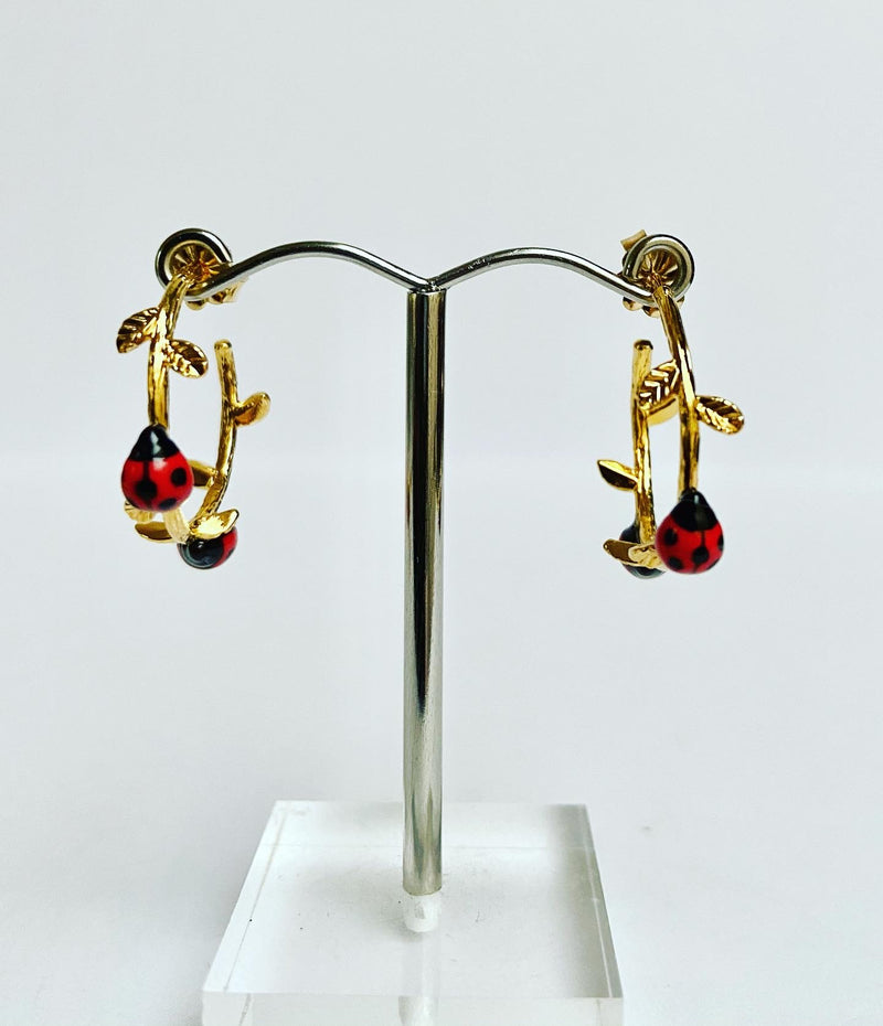 French Porcelain Ladybug hoops