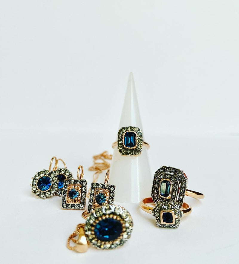 Etruscan round midnight blue earrings