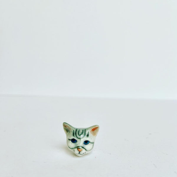 French Porcelain Pussy Cat Pin