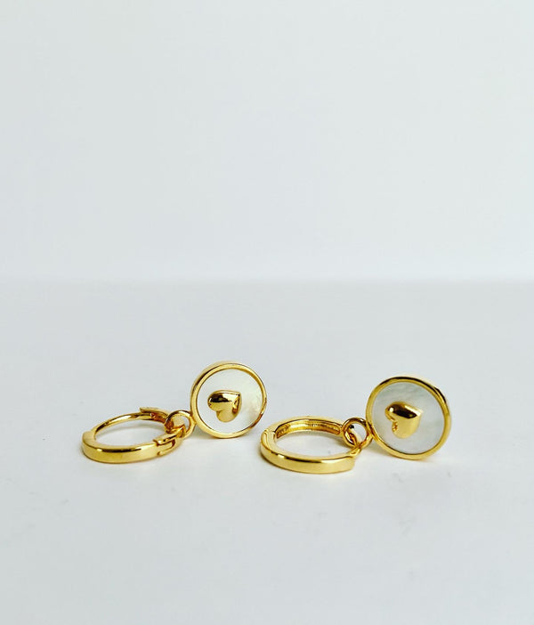 Gold Hoops With Heart Drops