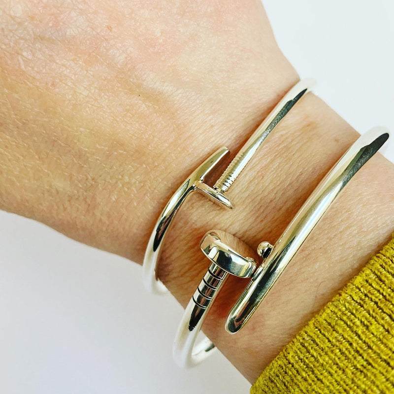 Thin nail sterling silver bangle