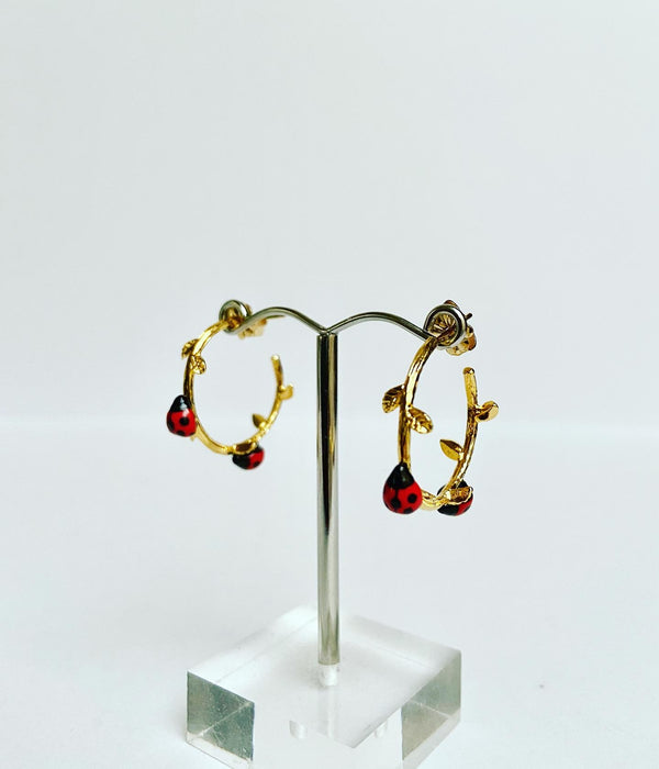 French Porcelain Ladybug hoops