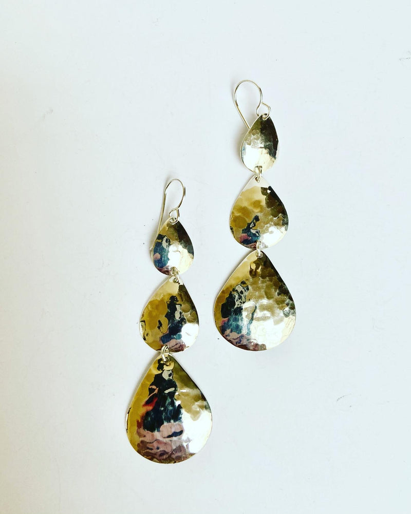 Tiered silver raindrop earrings