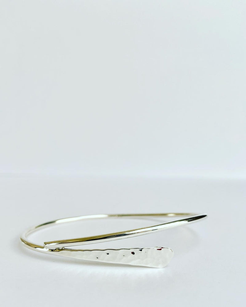 Hammered Overlap sterling silver bangle