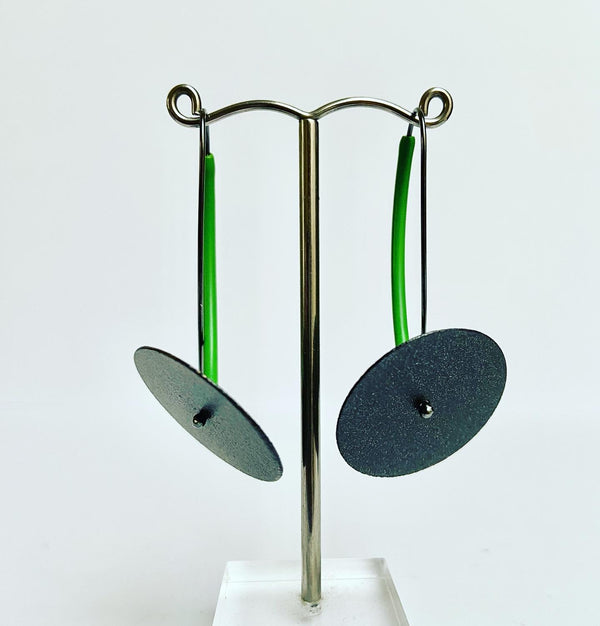 Green Disc Earrings