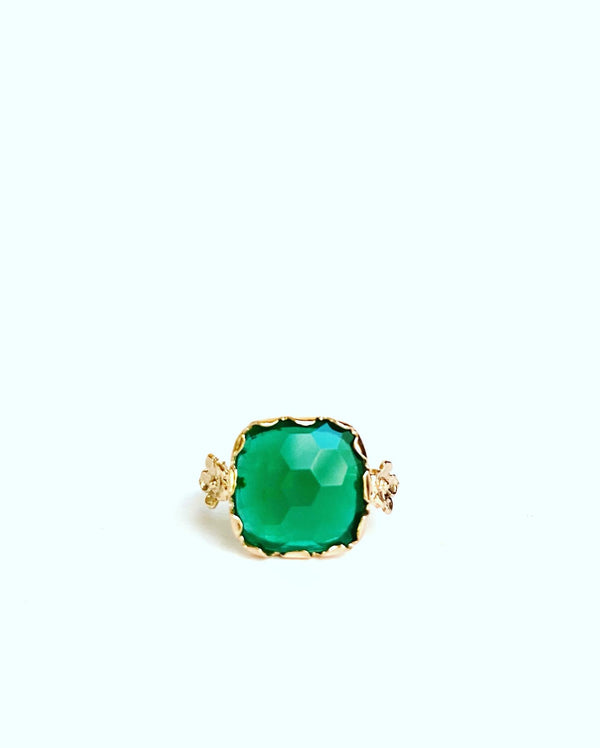 Square Cocktail Ring - green