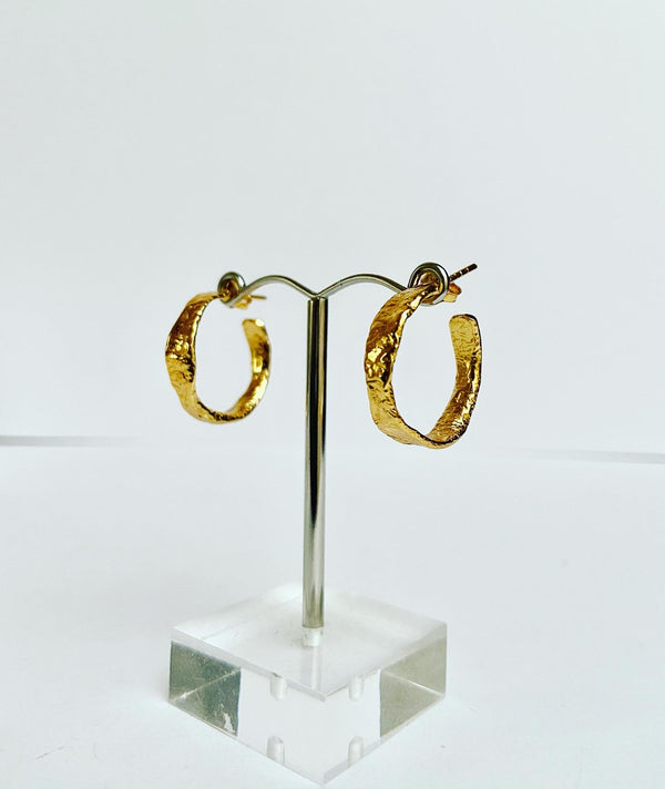 Gold hammered hoops