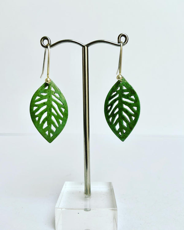 Verde green leaf earrings