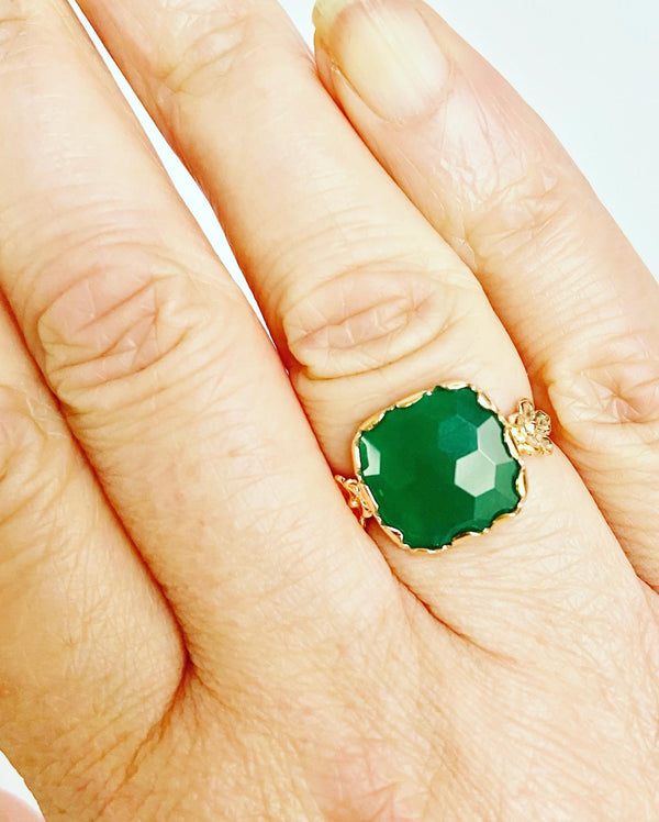 Square Cocktail Ring - green