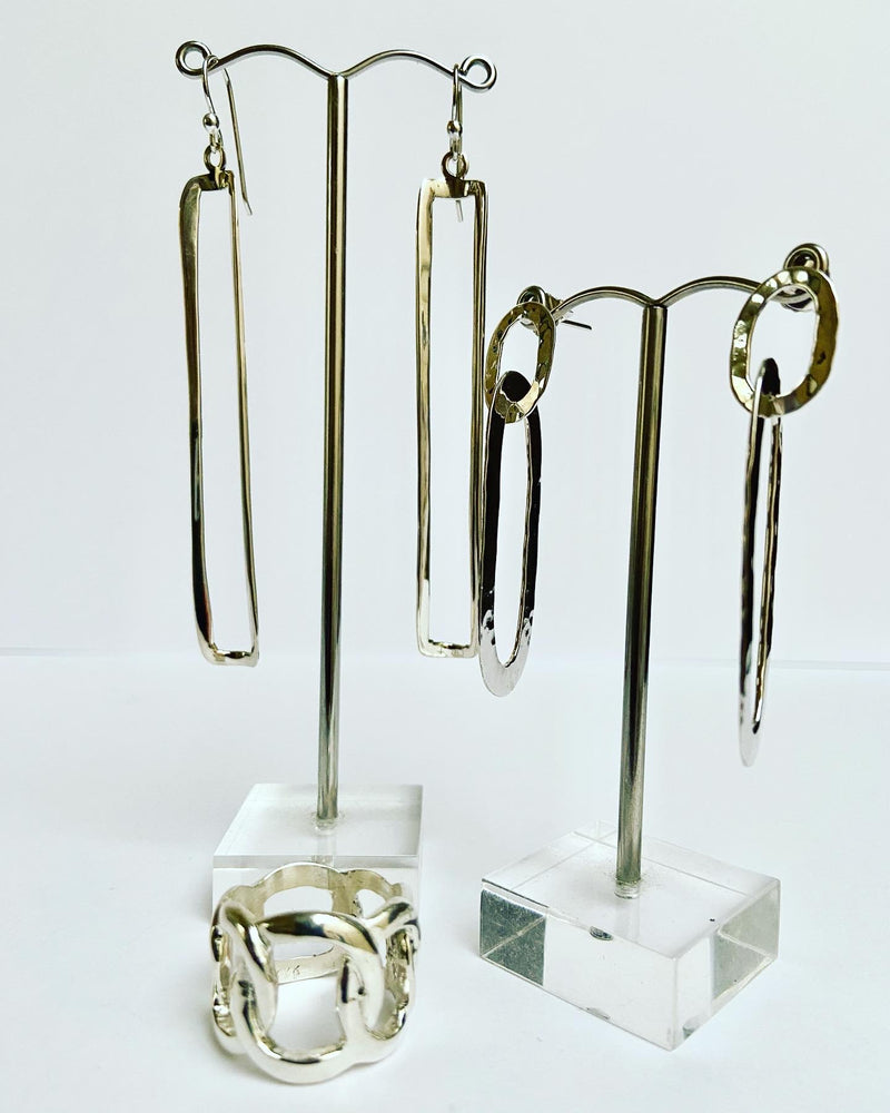 Elongated Open Cut Rectangular Earrings