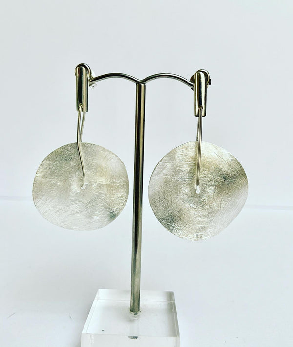 Matt Silver Disc Earrings