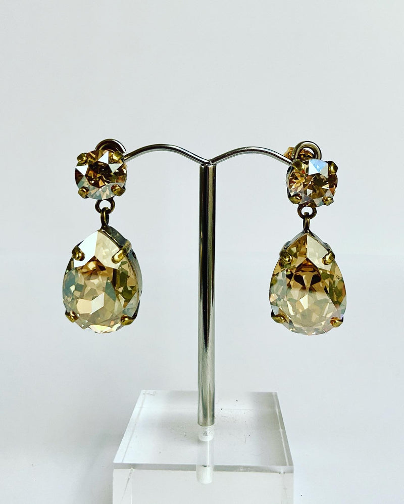 Small raindrop crystal earrings  -   7 colours